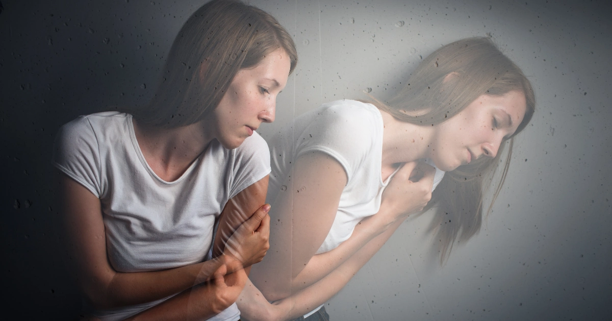 a girl experiencing outer-body anxiety