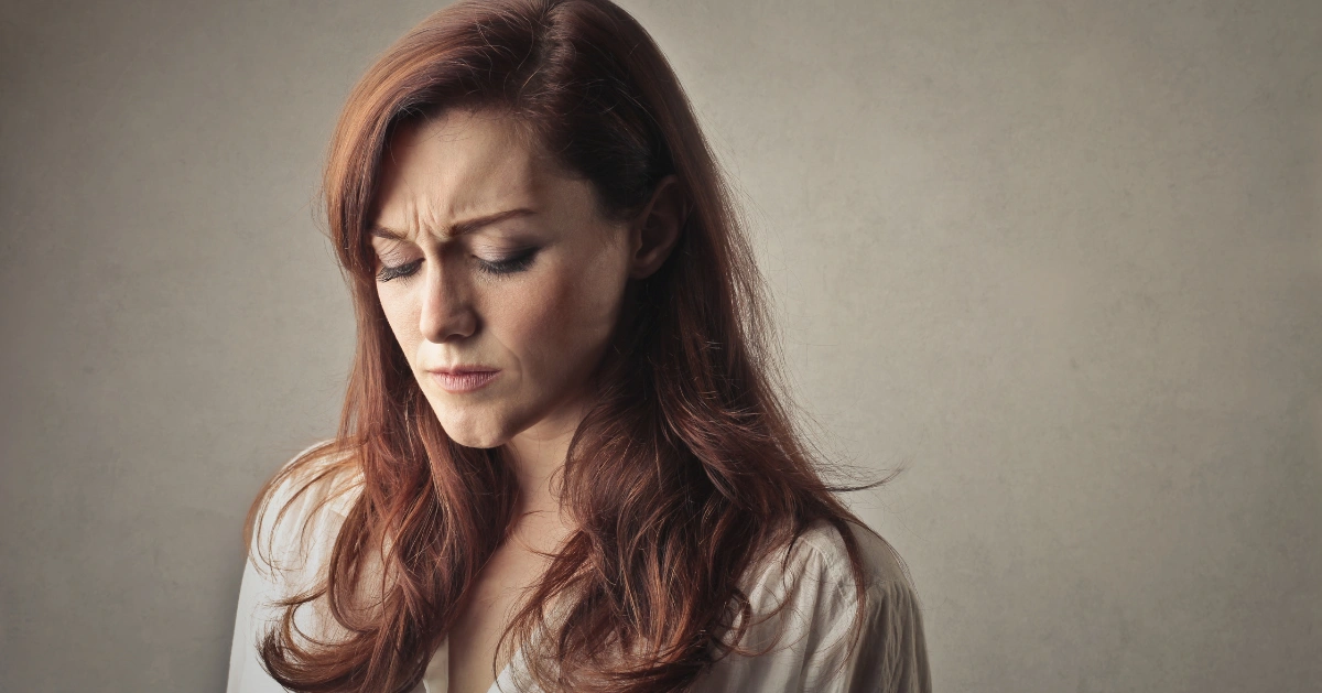 a lady looking sad