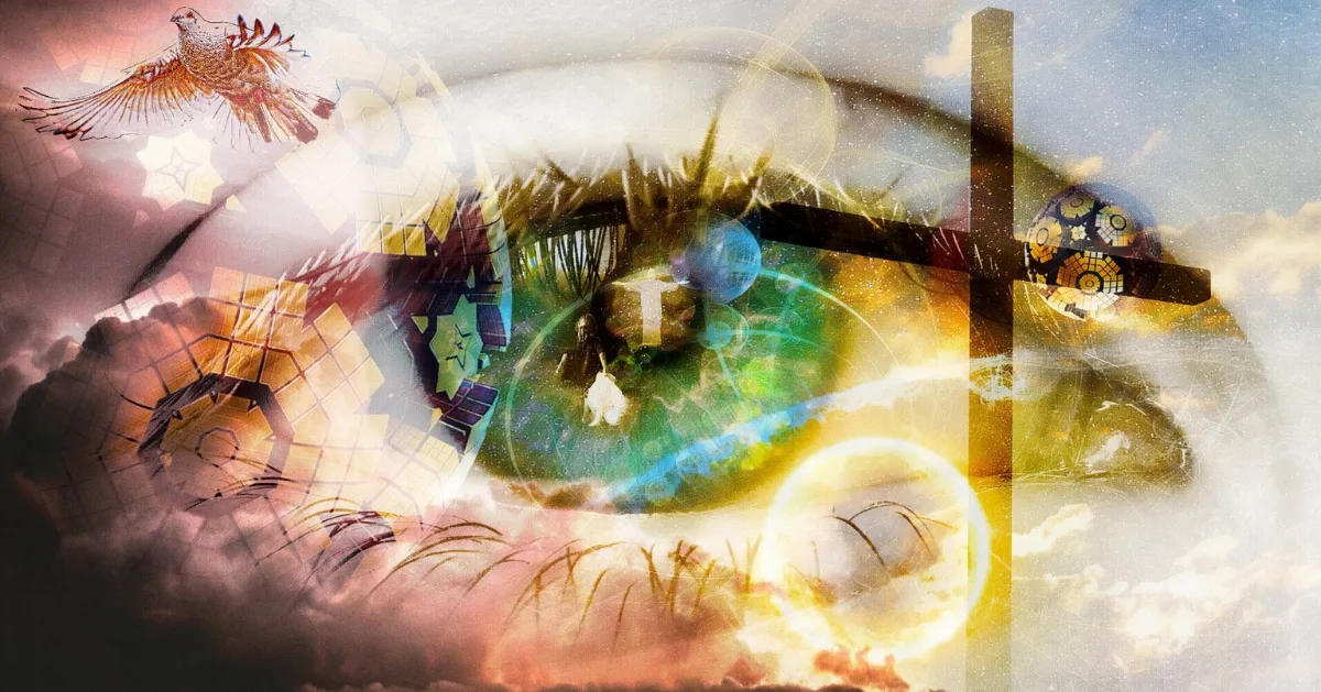 A art piece. An eye with everything of Christ in it.